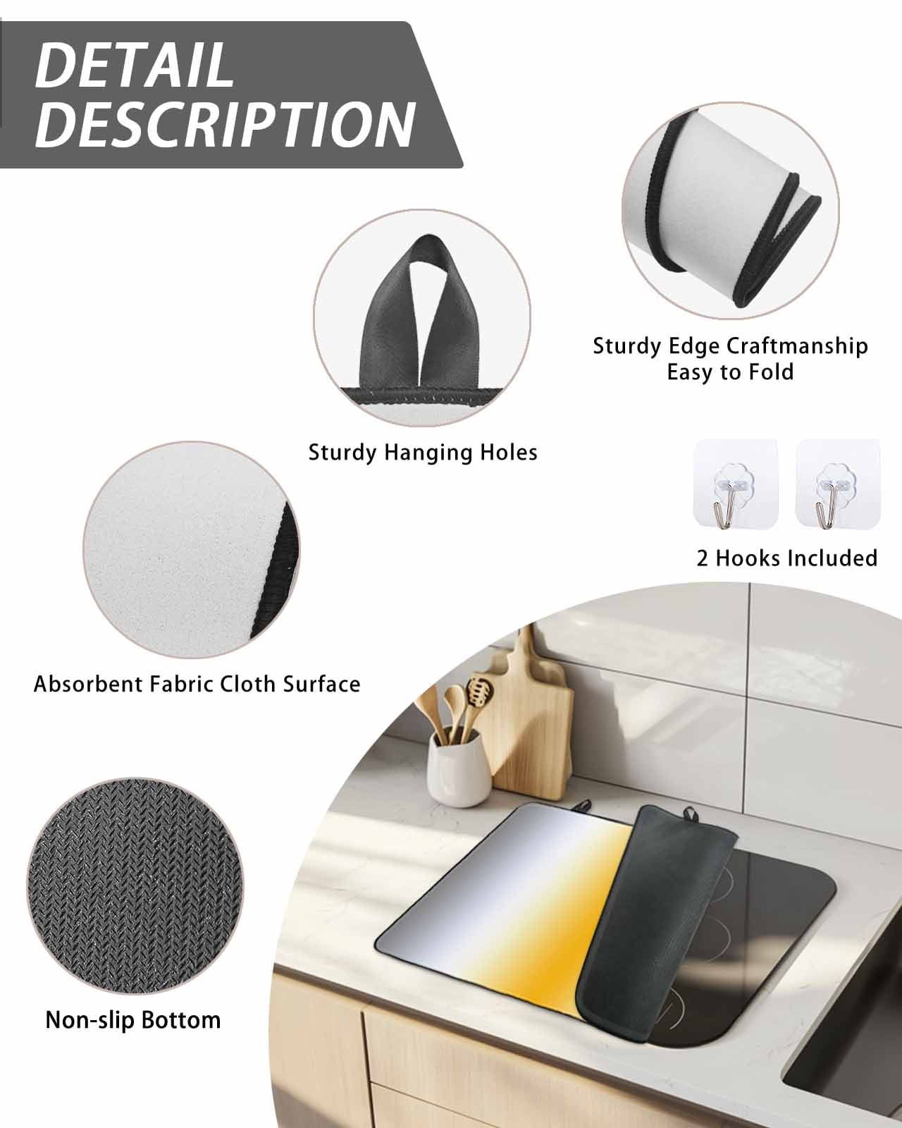 Stove Top Covers for Electric Stove, Orange Grey White Glass Stovetop Cover Protector, Farmhouse Ombre Color Modern Simple Induction Cooktop Protector Oven Mat for Kitchen Countertop 28.5"x20.5"