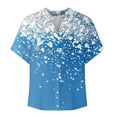 thumbnail image 5 of Womens Shirts Trendy Blouse Woman Casual Ladies Summer T Shirts Womens Linen Tops Women's Tshirts Fitted Tee Shirts for Women 2025 V-Neck Short Sleeved Printed Summer Button Short Sleeved T-Shirt, 5 of 5