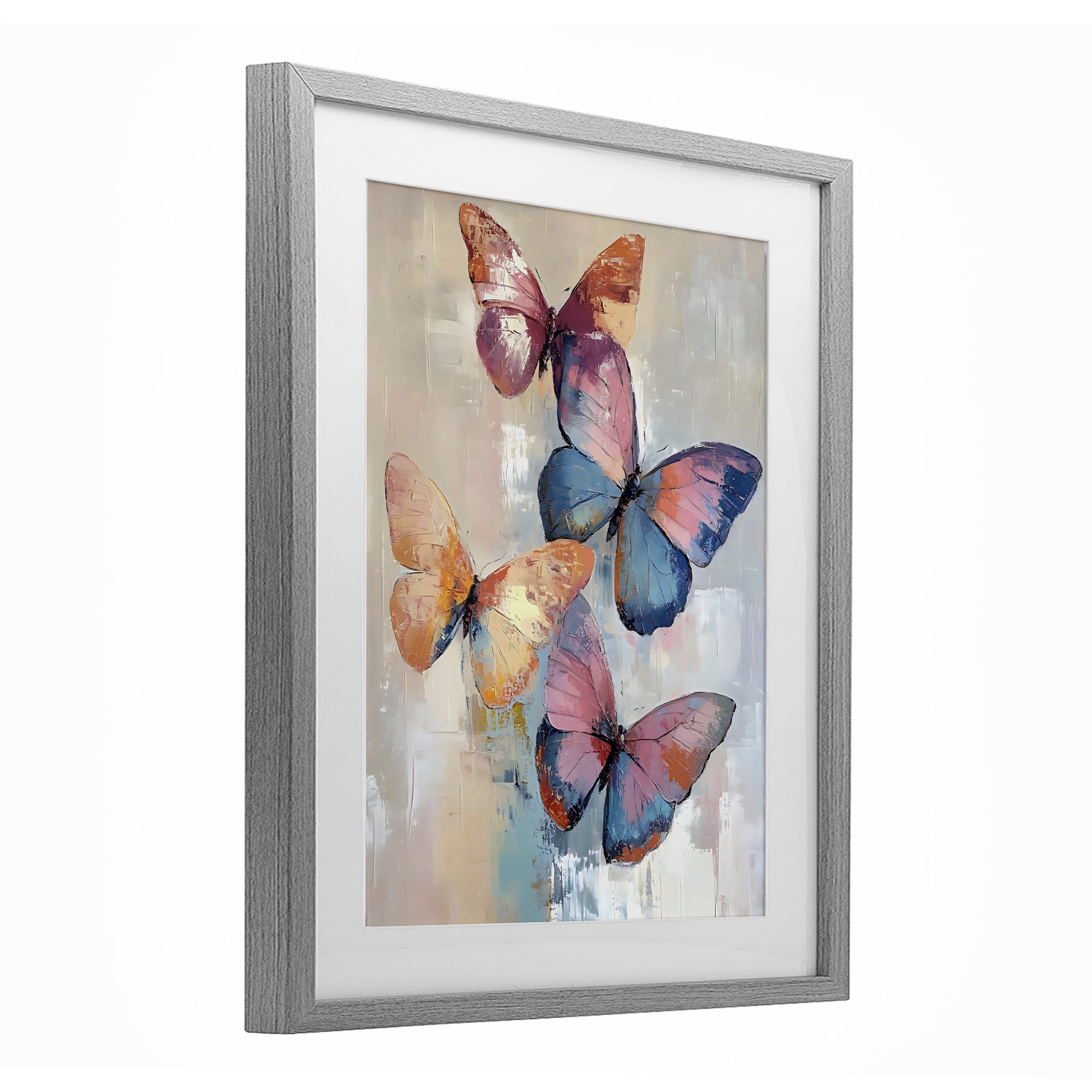 Stupell Industries Butterfly Beauty Abstraction Gray Framed Print Under Glass, design by Creative Studio