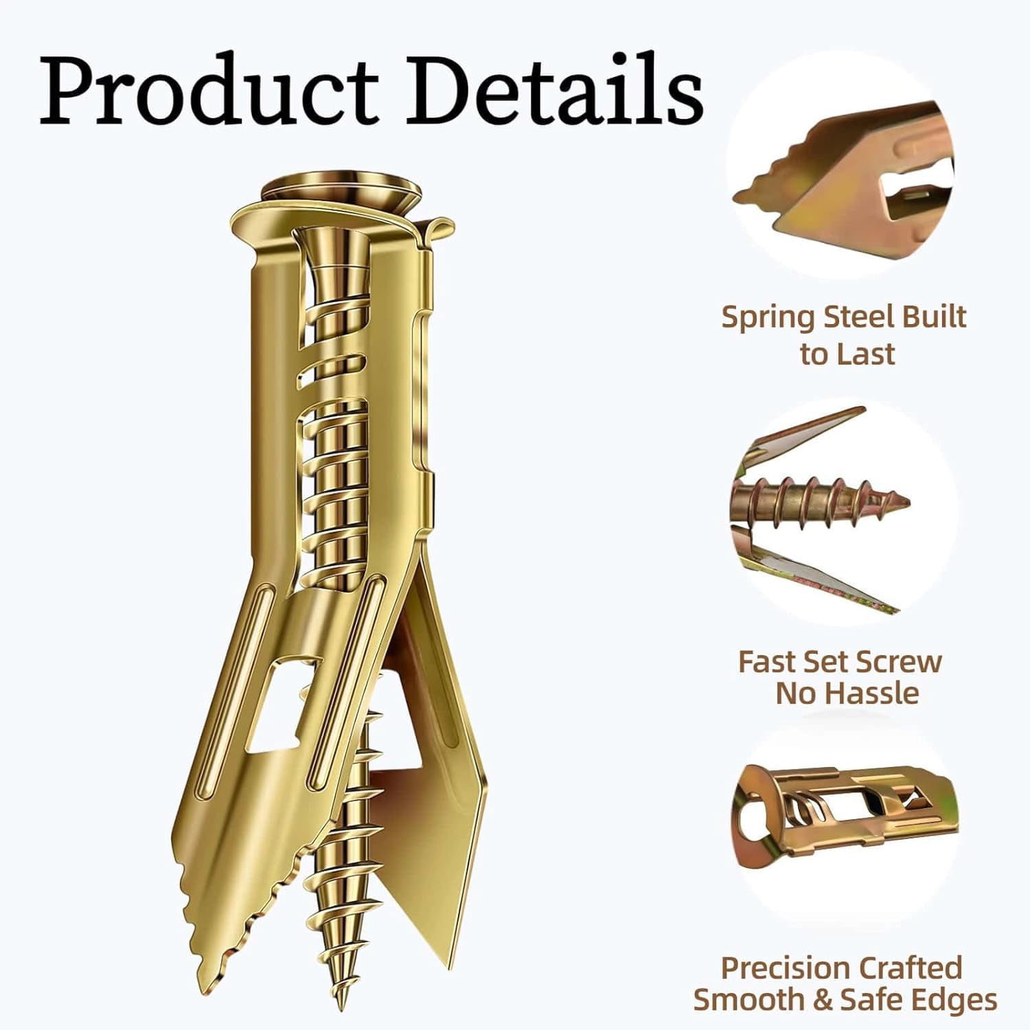 Self Drilling Drywall Anchors with Screws Kit 400Pcs-200 Sheetrock Anchors 200 Zinc Expansion Screws New Upgraded Zinc Plated Steel No Drill or Holes in Wall,for Wall Hanging,Cabinets