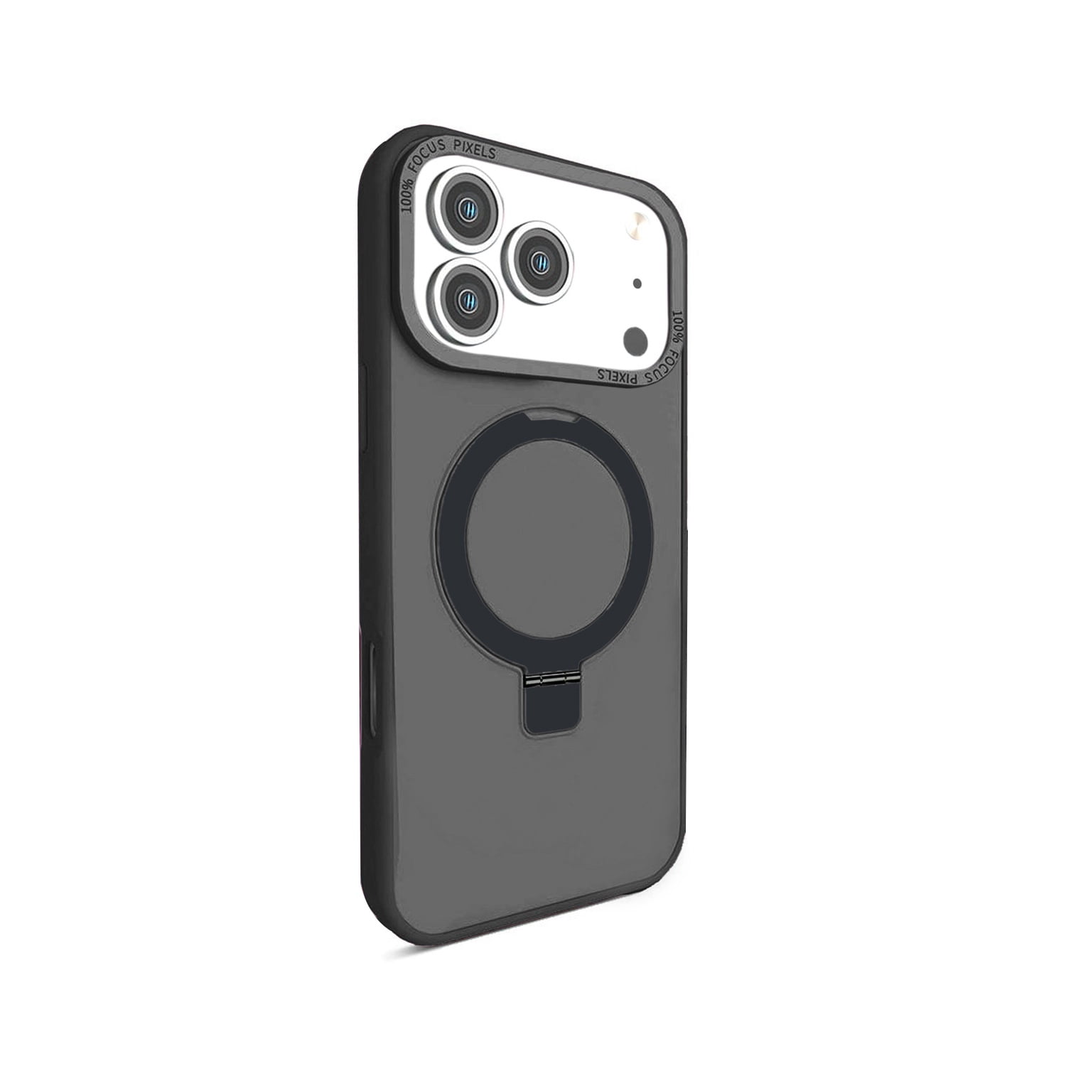 Carbon Wireless Charging Case with Ring Stand for iPhone 17 Pro Max - Black