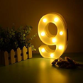 thumbnail image 1 of Led Light Number Letter Sign for Night Light Wedding Birthday Party Christmas Home Decoration Number Lamp（Number 9）, 1 of 5