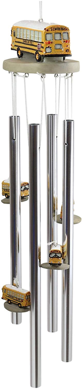 Decorative Yellow School Bus Model Resonant Relaxing Wind Chime Patio Garden