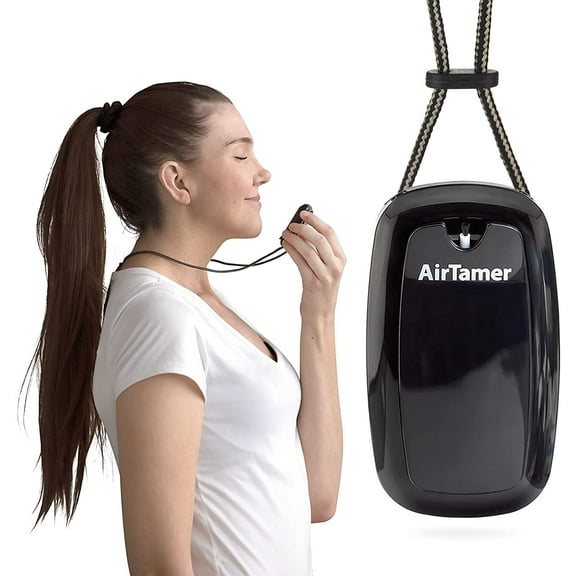 AirTamer A315 Advanced Rechargeable and Portable Air Negative Ion Generator | Proven Performance, Black with Black Leather Travel Case