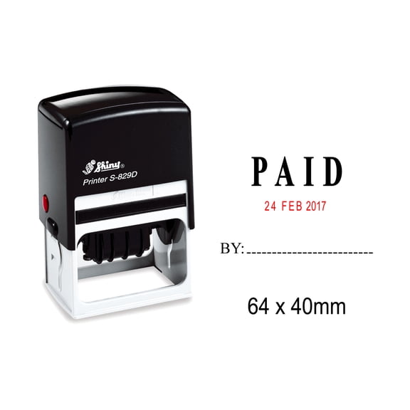 Self Inking Shiny Date Stamper With Paid By Text Office Stationery Rubber Stamp S-829D