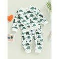 thumbnail image 3 of Bagilaanoe Toddler Baby Boy Long Pants Set Heart Dinosaur Print Long Sleeve Sweatshirt Pullover Tops + Drawstring Sweatpants 6M 12M 18M 24M 3T Kids Casual Sweatsuits, 3 of 8