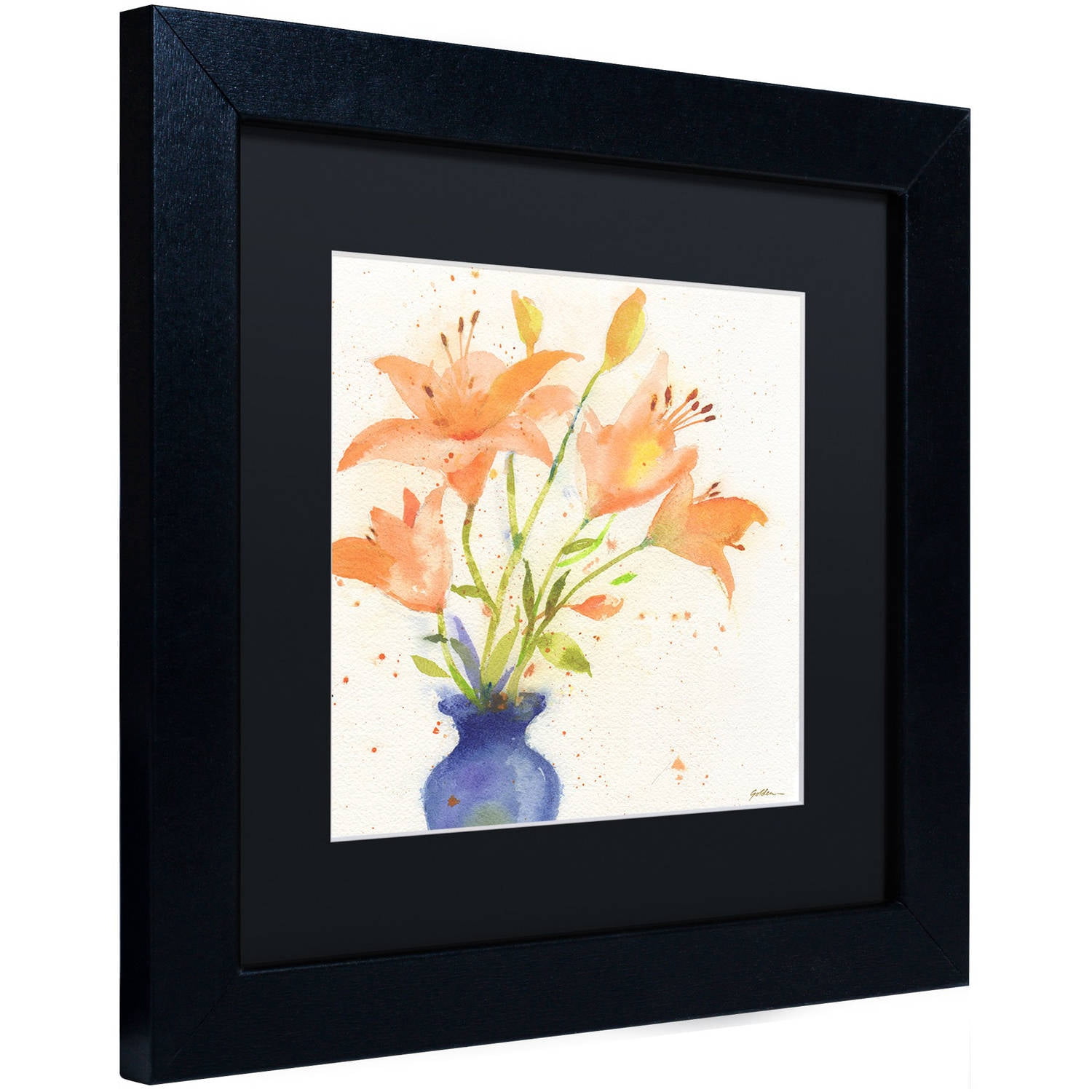 Trademark Fine Art "Tiger Lily Bouquet" Canvas Art by Sheila Golden, Black Matte, Black Frame