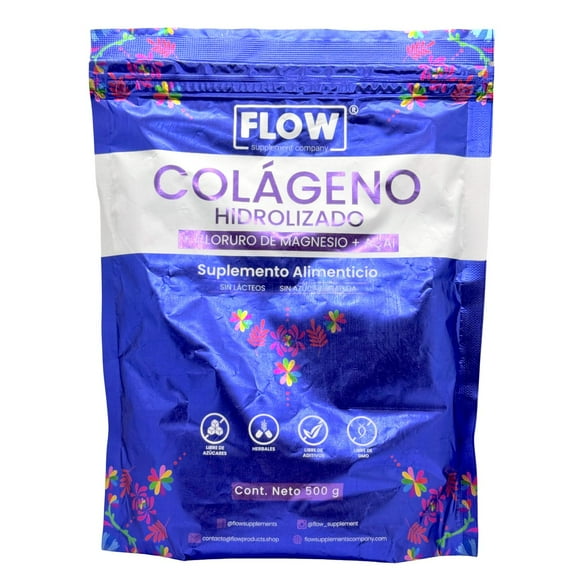 Colágeno Hidrolizado Cloruro de Magnesio 500 grs Flow FLOW FLOWCOLAGENOMAGNESIO