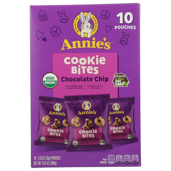 Annie's Organic Chocolate Chip Cookie Bites, 10 Pouches, 10.5 oz
