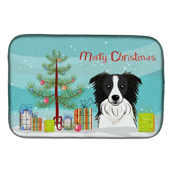 Christmas Tree and Border Collie Dish Drying Mat