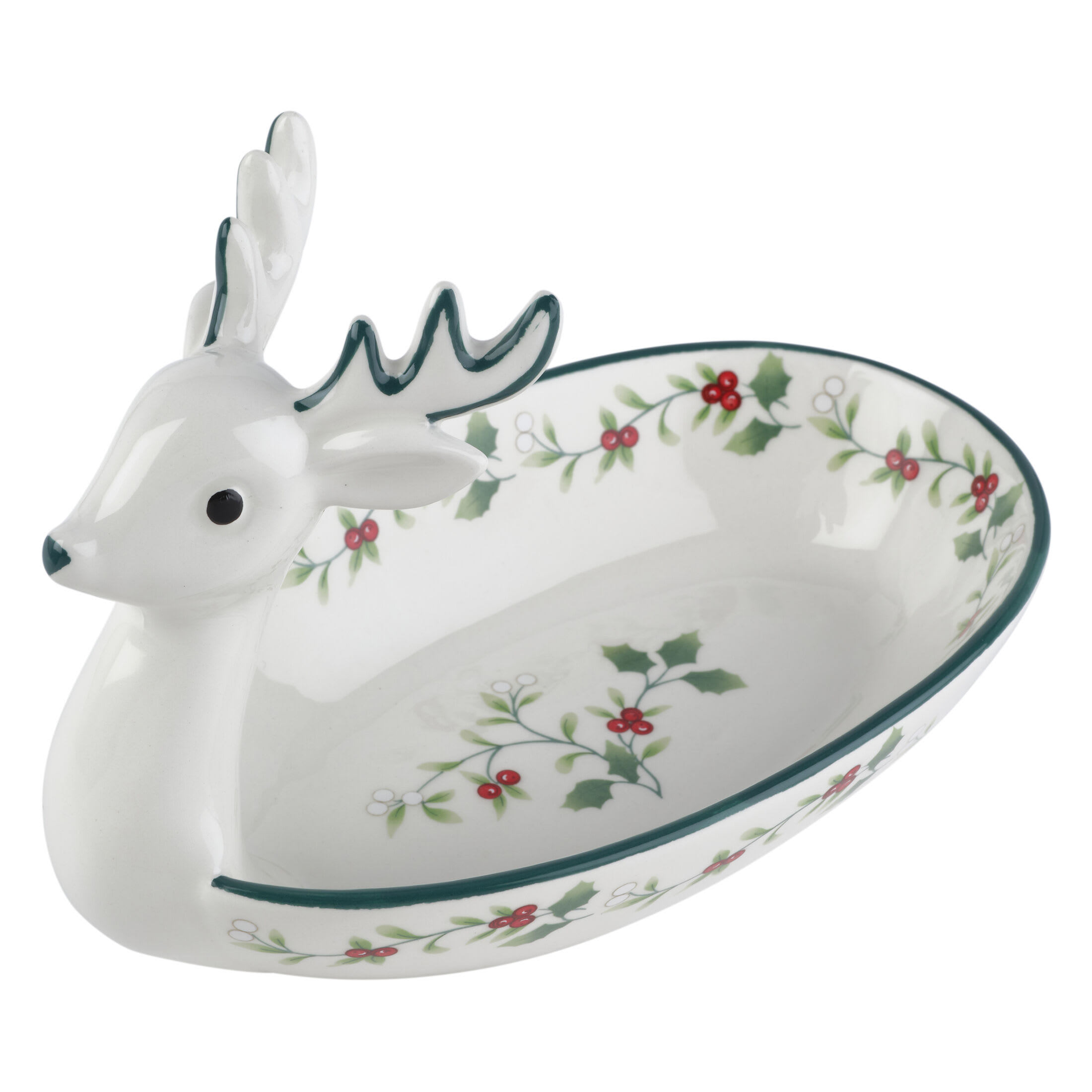 Pfaltzgraff Winterberry Dolomite 8.5 in Reindeer Candy Dish Accent Plate