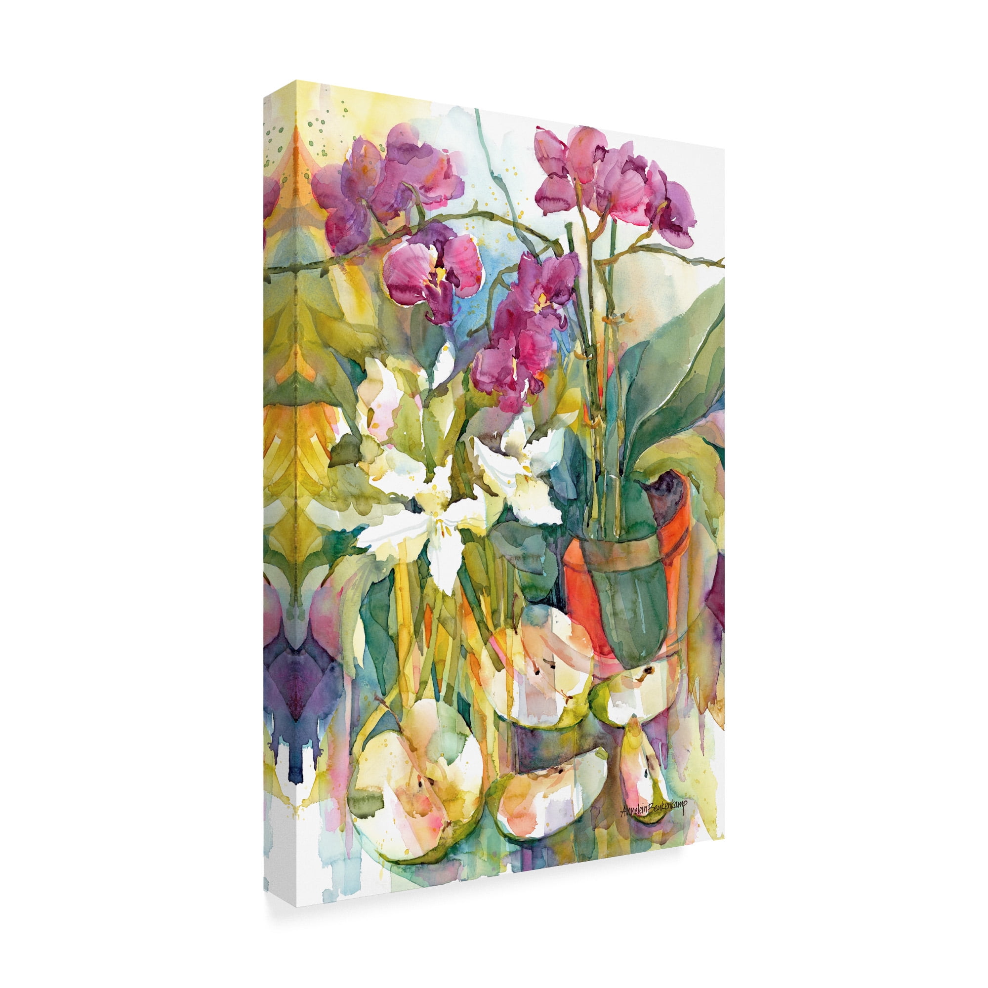 Trademark Fine Art 'Apples and Orchids' Canvas Art by Annelein Beukenkamp