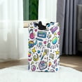 thumbnail image 6 of Yayeee Freestanding Laundry Hamper with Handle Collapsible Large Storage Basket for Clothes, Blue Doodle Pattern, 6 of 7