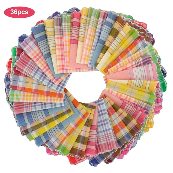 EEEkit 36pcs Reusable Cotton Hankies, 10.6x10.6" Colorful Plaid Handkerchiefs for Women