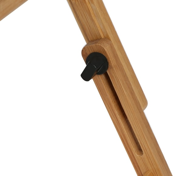 Bamboo Laptop Desk, Adjustable Bamboo Rack Shelf, Foldable & Light Weight Book Reading Tray Stand with Anti Slip Baffle for Home, Office, Bedroom