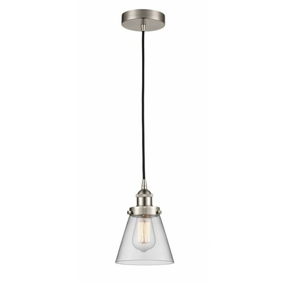 616-1PH-SN-G62-LED-Innovations Lighting-Cone - 1 Light Mini Pendant In Industrial Style-8 Inches Tall and 6 Inches Wide Brushed Satin Nickel Clear