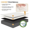 thumbnail image 3 of JEREMY CASS INC Folding Mattress, 3 inch Tri-Fold Memory Foam Mattress Topper for Camping, Foldable Guest Bed, Washable Cover Twin XL, 3 of 5