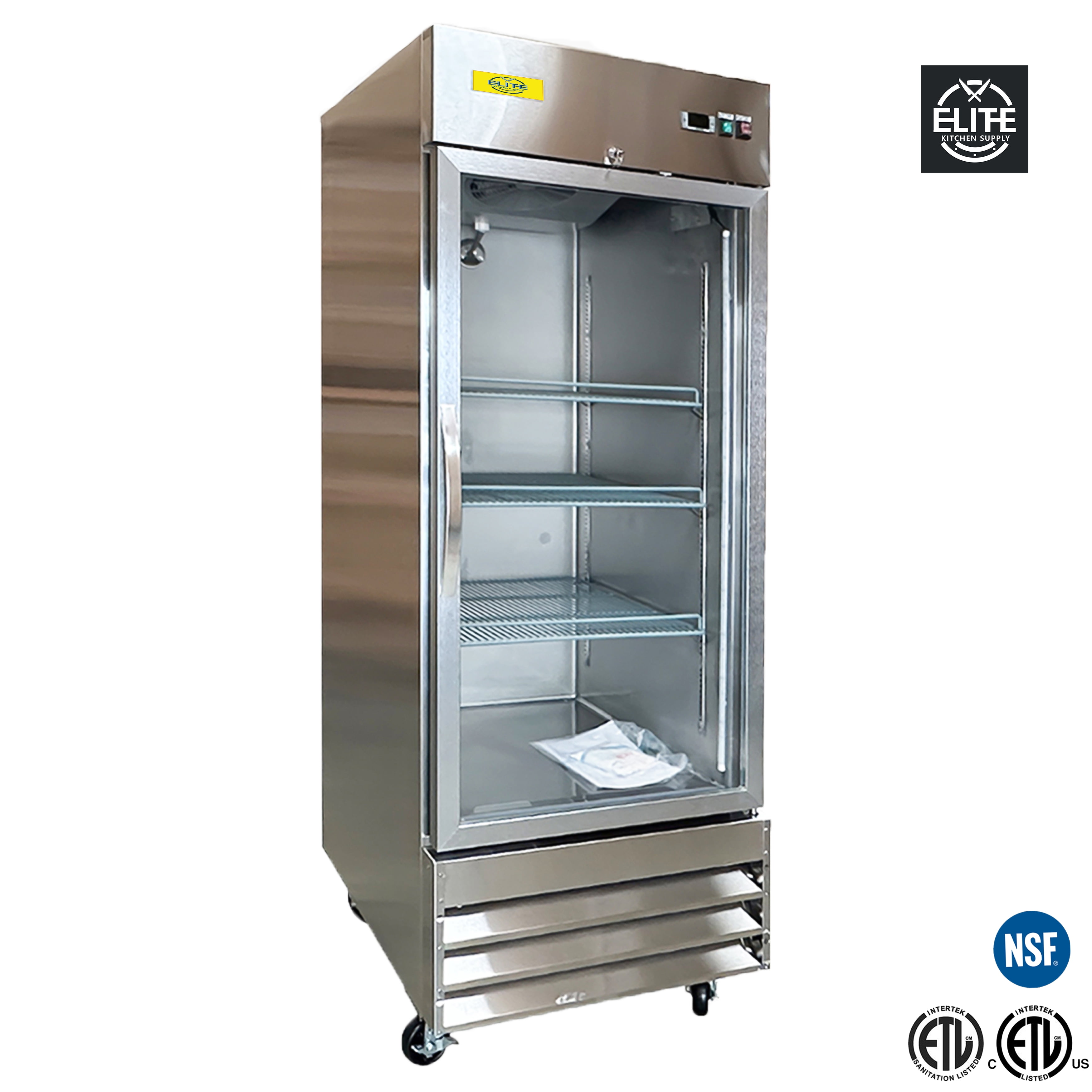 29 in. Glass Door Commercial Merchandiser Refrigerator 23 Cu. Ft. Cooler in Stainless Steel with Lock, NSF ETL