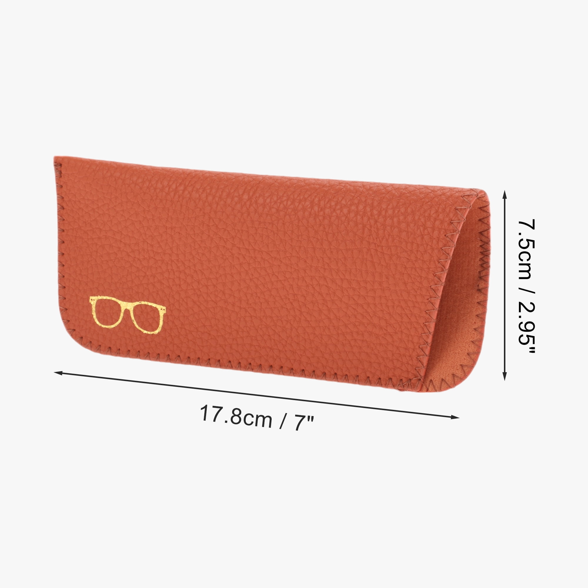Unique Bargains Lychee Pattern Eyeglasses Case Portable Eyeglasses Storage Orange