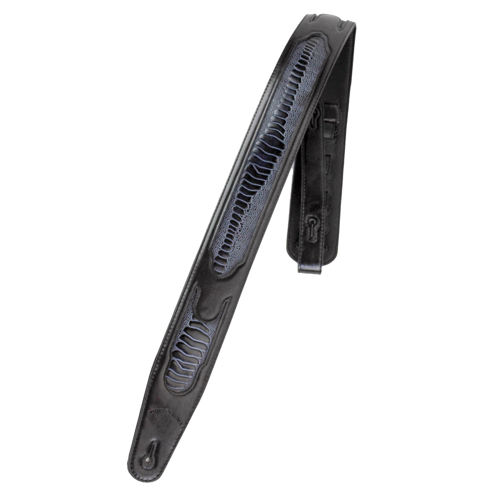 Walker & Williams GC-21 Black Leather Padded Guitar Strap with Armadillo Inserts