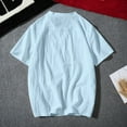 thumbnail image 6 of Mens T Shirts Casual Henley Shirt Solid Color Short Sleeve Button Summer Casual Loose T-Shirts, 6 of 6