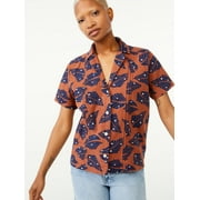 Free Assembly Women's Short Sleeve Pintuck Surf Shirt