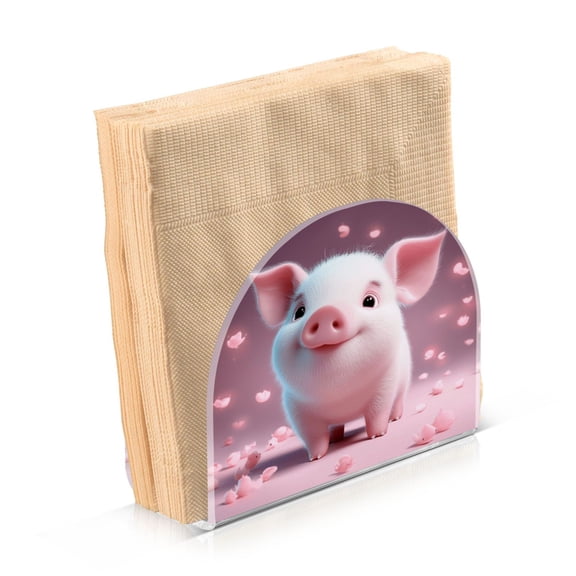 Haosy Napkin Holder for Table Acrylic Kitchen Paper Tissue Dispenser, Cute Pig and Petals