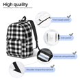 thumbnail image 5 of Daiia White And Black Plaid Vintage Canvas Backpack for Men and Women ,Hiking Backpack,Travel Laptop Bag for School,Large Capacity Backpack, 5 of 8