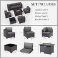 thumbnail image 2 of Gotland 8-Piece Rattan Wicker Patio Furniture Set with Propane Table, Gray, 2 of 8