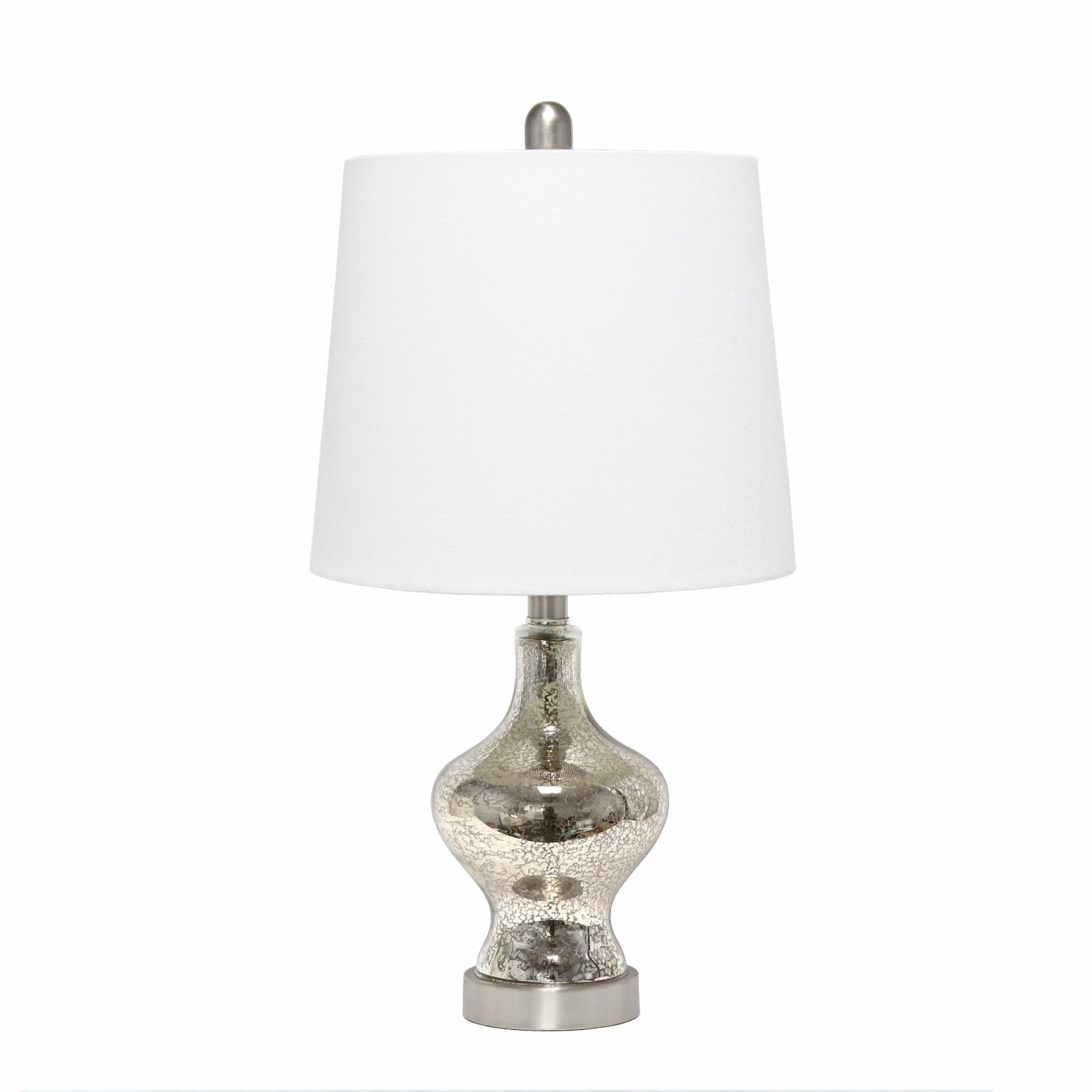  Lalia Home Paseo Table Lamp with White Fabric Shade, Mercury