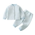 thumbnail image 2 of ATOGUTA Boys Outfit 2-Piece Fleece PJs Set Soft Cozy Long Sleeve Top and Pants Sleepwear Size 6M-5T, Light Blue, 2 of 6