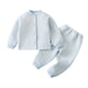 thumbnail image 2 of Cowsor Toddler Baby Fall Outfit Linen Long Sleeve Button Down PocketShirt Tops Striped Pants 2Pcs Clothes Set, 2 of 6