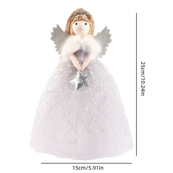 Chmadoxn Christmas Decorations, Christmas Ornaments, Christmas Gifts Cute Angeles Girl Doll Figurine Christmas Tree Topper Star Adorable INS Style Christmas Decoration cloth Angel Trees Top Star