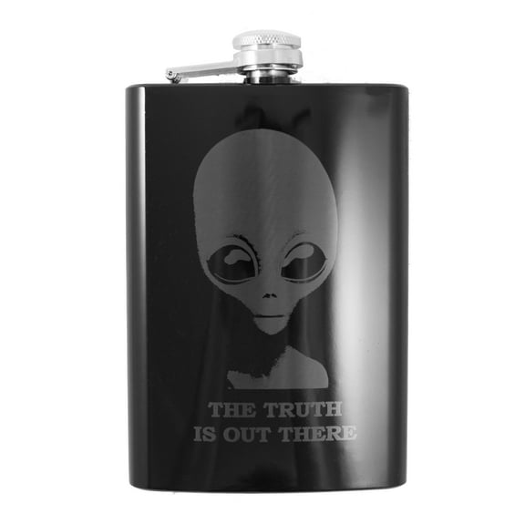 8oz BLACK The Truth is Out There Flask L1