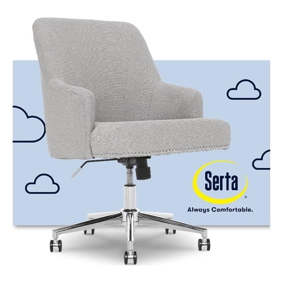 Serta Leighton Modern Mid-Back Desk Office Chair with Twill Fabric, Light Gray (Set of 1)