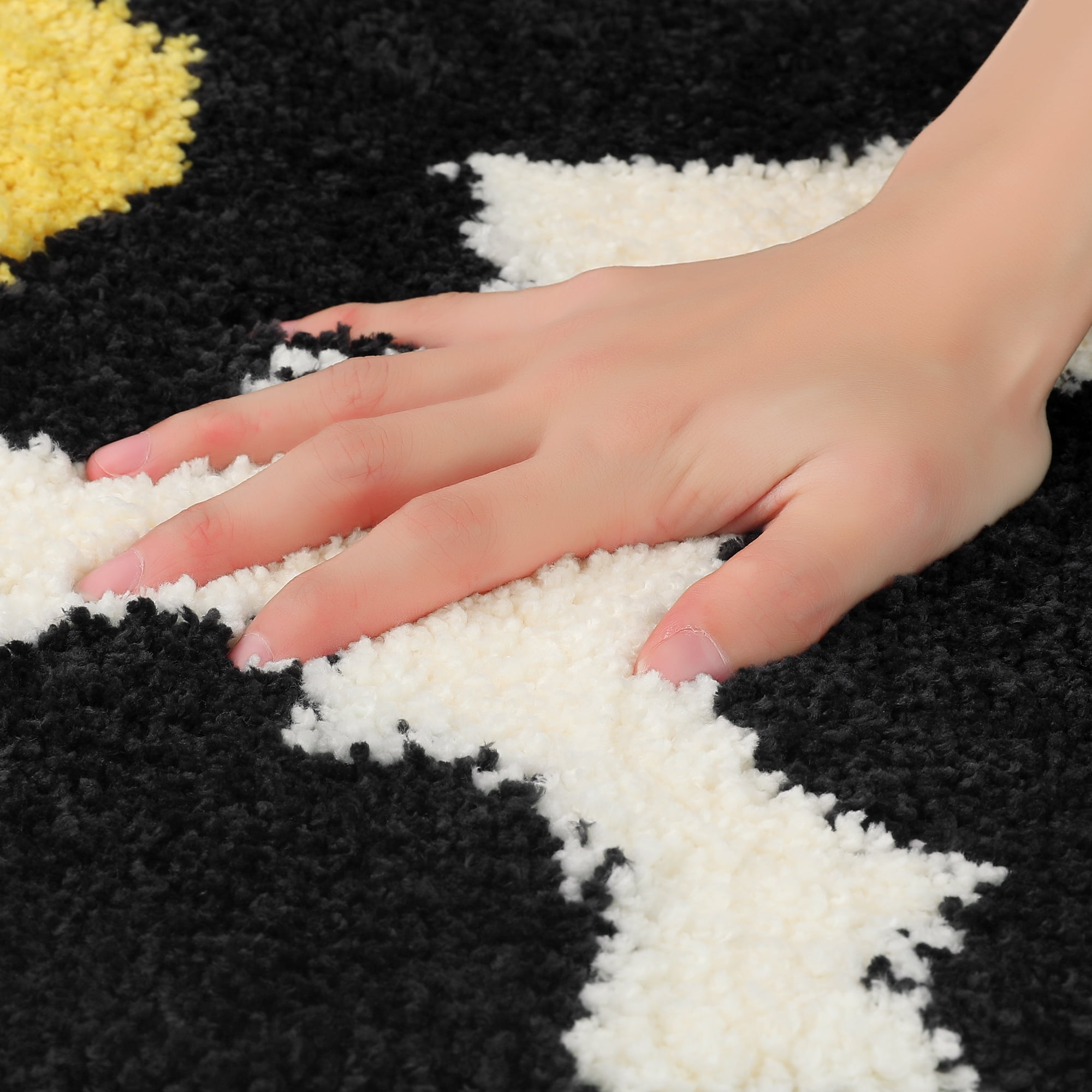 Unique Bargains Bathroom Rugs Soft Plush Fluffy Non-Slip Printing Quick Dry Bath Rugs Flower-3 20"x32"