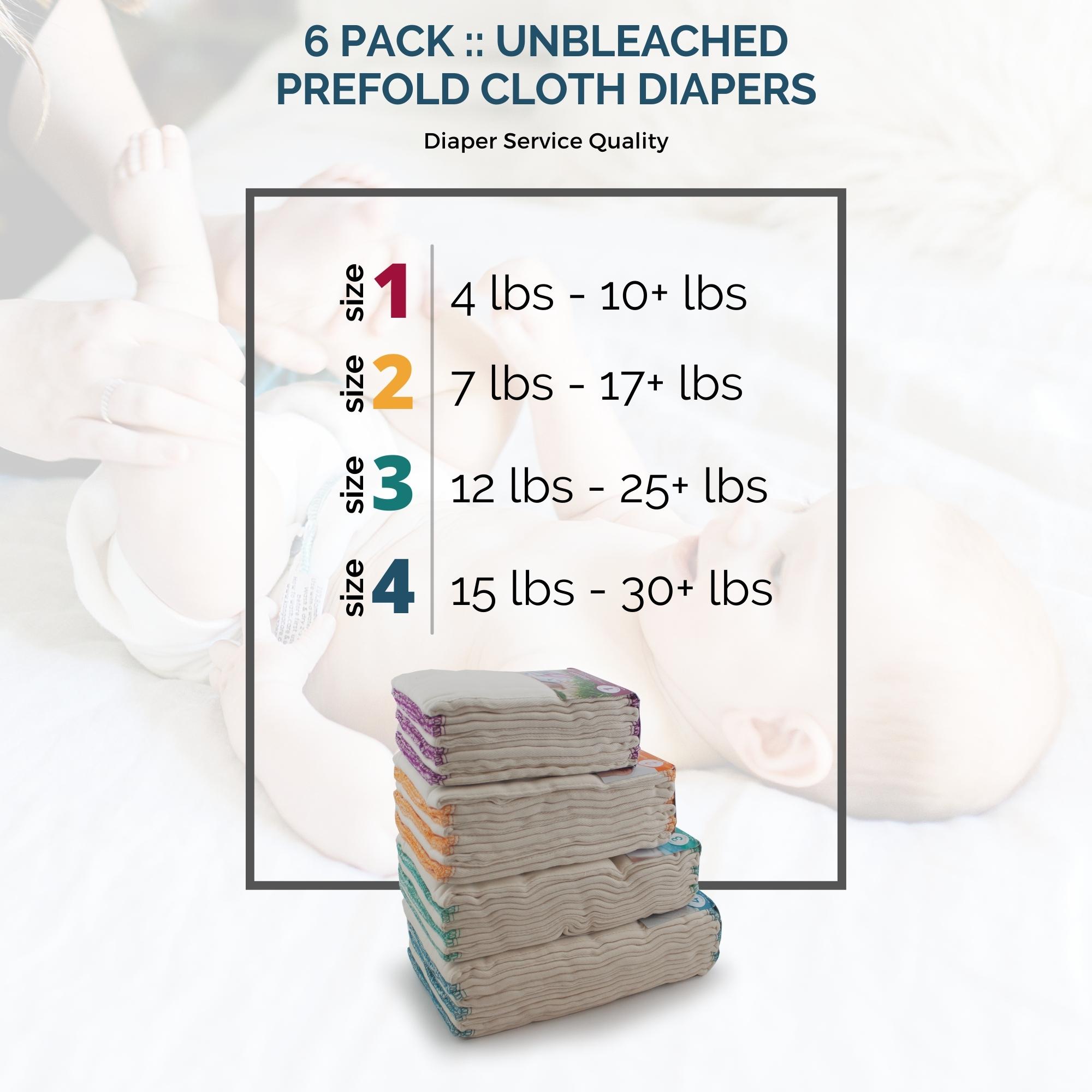 Kanga Care Reusable Unbleached 100% Cotton Prefold Cloth Diapers (6pk) - Size 1 : Newborn
