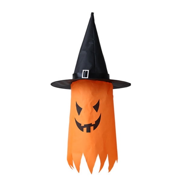 leyfeng Decoraciones de Halloween Colgante al aire libre Iluminado Sombrero de fantasma brillante 75 cm Cadena de luces de Halloween Funciona con pilas