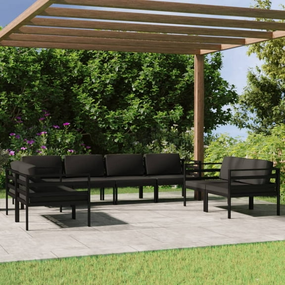 vidaXL 8 Piece Patio Lounge Set with Cushions Aluminum Anthracite
