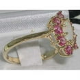 thumbnail image 3 of LBG British Made 9k Yellow Gold Natural Opal & Pink Tourmaline Womens Statement Ring - 33 size options - Size 6.5, 3 of 5