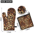 thumbnail image 6 of Orange and Brown Leopard Pattern Kitchen Oven Mitt and Pot Holder Sets 2 Pcs for Baking, Cooking and Grilling, Heat Resistant Up To 392 °F, 6 of 7