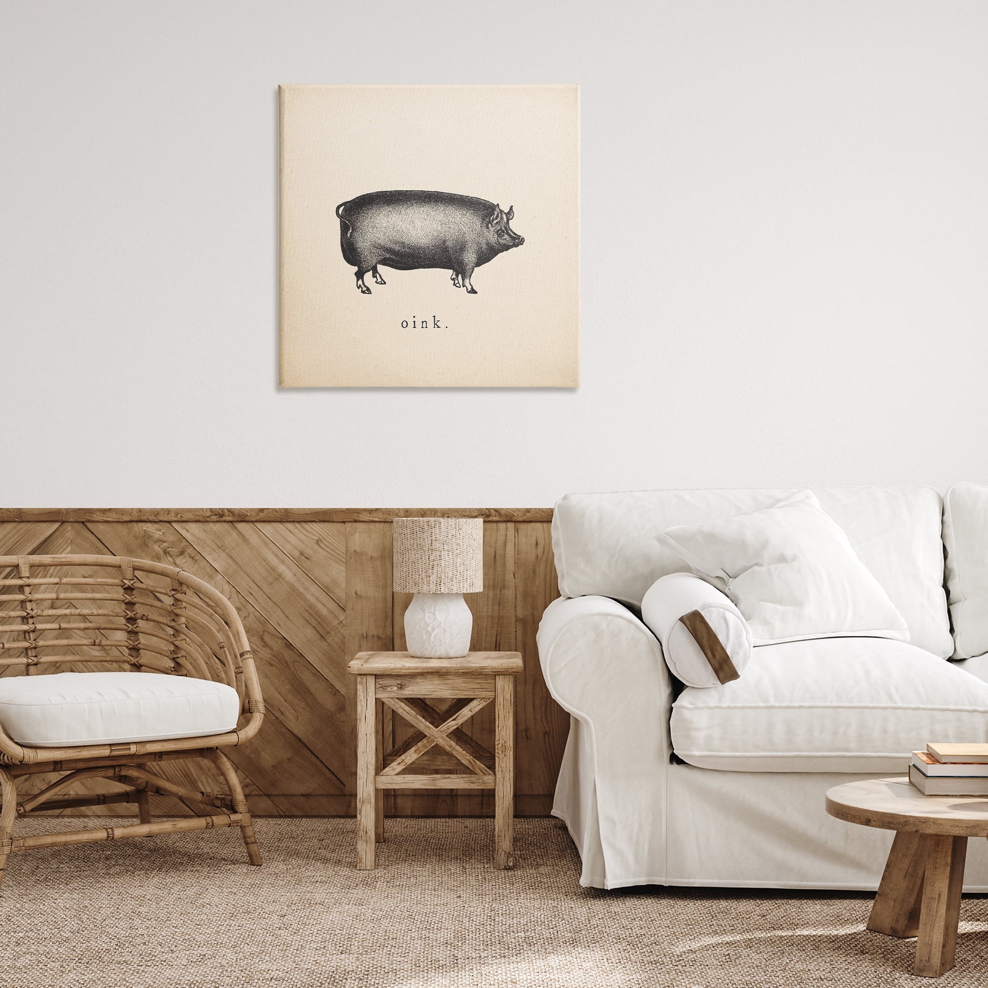 Stupell Industries Oink Farm Pig Sounds Animals Painting Wrapped Canvas Art Print Wall Art, 30 x 30