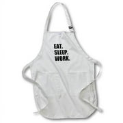 Eat Sleep Work - black text - funny workaholic gifts - good worker Medium Length Apron with Pouch Pockets 22w x 24l apr-180457-2