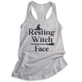 thumbnail image 1 of Resting Witch Face Tank Top, Ladies Racerback Tank Top, Halloween Tank, Witch Tank, Silver Gray, Small, 1 of 3
