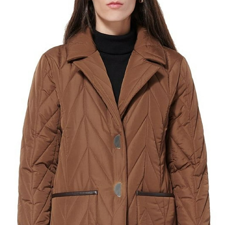 Via Spiga Women's Herringbone Quilted Coat Brown Size X-Small
