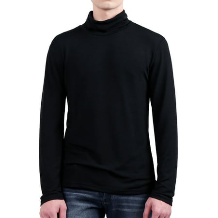 Men Turtle Neck Long Sleeve Slim Fit Shirt Black L | Walmart Canada