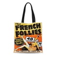 thumbnail image 1 of KDAGR Canvas Tote Bag Theater the French Follies Vintage Vaudeville Broadway Musical Pin Reusable Handbag Shoulder Grocery Shopping Bags, 1 of 1