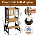 thumbnail image 5 of Kids Kitchen Step Stool Helper Baby and Toddler Multi-Function Step up Nursery Helper Stand with Safety Rail in Natural Bamboo, Strong and Lightweight (Black), 5 of 16