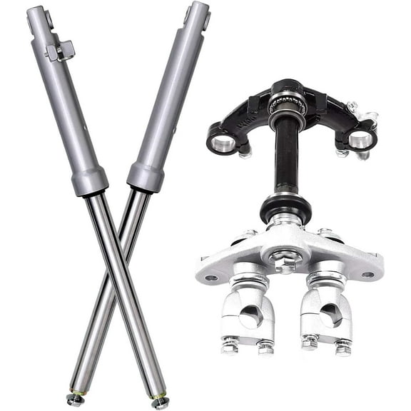 Front Forks Suspension Shocks with Triple Tree Handlebar Riser Clamp Set for CRF50 70cc 90cc 110cc Dirt Bike Drum Brake