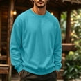 thumbnail image 5 of Mens Crewneck Sweatshirts Fashion Casual Long Sleeves Pure Color Pullover Fall Winter Lightweight Fleece Athletic Workout Pullover Turquoise 3XL, 5 of 6